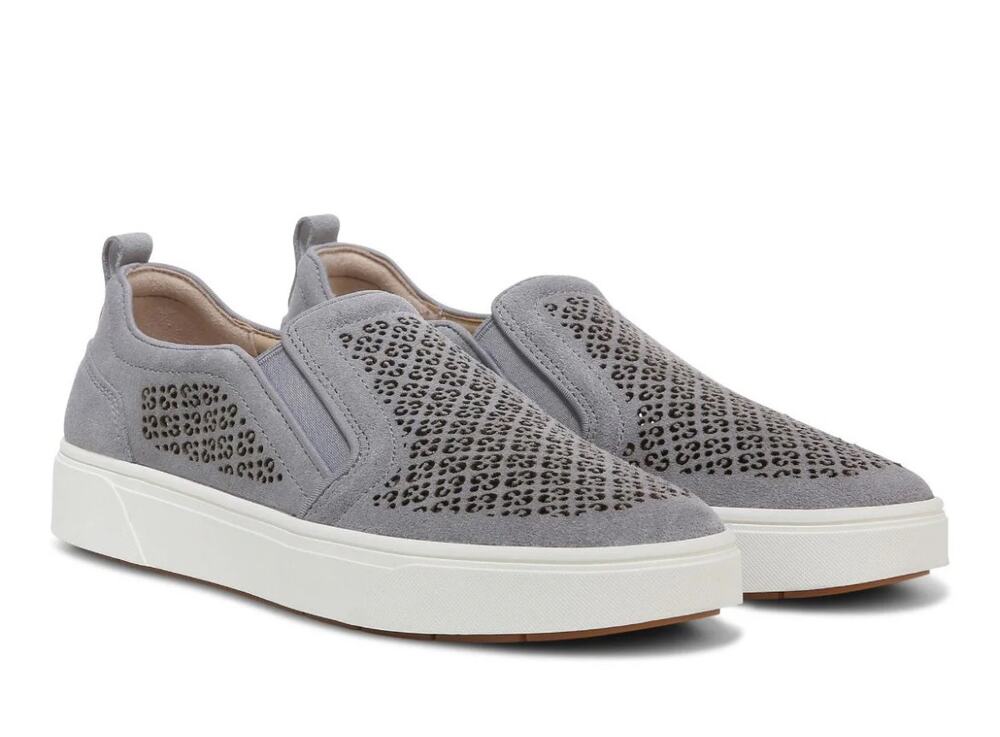 Vionic 'Kimmie' Women's 7.5 Perforated Slip On Sneaker Gray Suede Comfort Shoe